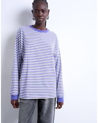TOPSHOP - Stripe Long Sleeve Slouchy Skater Tee - Lyst