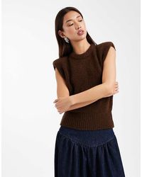 ASOS - Fluffy Knit Shoulder Pad Tank Top - Lyst