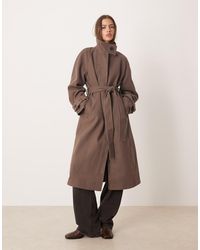 ASOS - Funnel Neck Longline Formal Trench Coat - Lyst