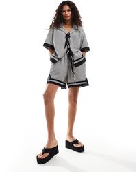 Reclaimed (vintage) - – shorts mit vichy-karos und spitzendetail, kombiteil - Lyst