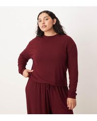 ASOS - Asos Design Curve Lounge Mix & Match Rib Long Sleeve Top - Lyst