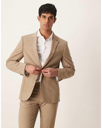 ASOS - Chaqueta De Traje De Corte Slim De Tejido Ligero De Lana Peinada Lavable De -Neutro - Lyst