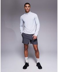 4505 - Top Da Allenamento Quick Dry A Maniche Lunghe Mélange Con Zip Corta - Lyst