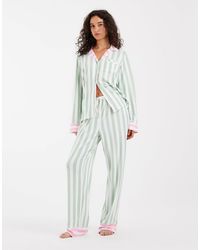 Loungeable - Revere Button Up Shirt And Pants Pyjama Set - Lyst