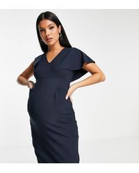 ASOS - Asos Design Maternity Angel Sleeve Midi Pencil Dress - Lyst