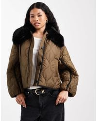 ASOS - Asos Design Petite Quilted Hybrid Borg Collarless Jacket - Lyst