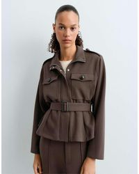 Oysho - Short Cotton Piqué Jacket With Belt - Lyst