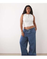 ASOS - Asos Design Curve Pull On Wide Leg Stripe Jean - Lyst