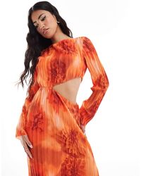 ASOS - – langärmliges, plissiertes maxikleid - Lyst
