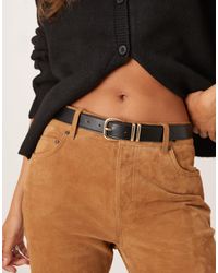 Mango - Faux Leather Belt With Gold Buckle - Lyst