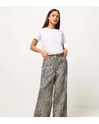 PixieGirl - Petite Leopard Print Wide Leg Jeans - Lyst