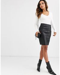 Vero Moda Rock aus Kunstleder - Schwarz