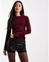 Miss Selfridge - Sequined Lace Trim Micro Shorts - Lyst