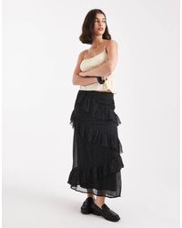 Wednesday's Girl - Tiered Ruffle Polka Dot Midaxi Skirt - Lyst
