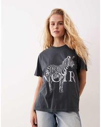 ASOS - Short Sleeve T-Shirt With Zebra Noir Graphic - Lyst