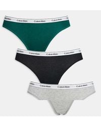 Calvin Klein - Pack De 3 Braguitas De Bikini De Color Negro, Gris Y Verde Con Logo Icon De - Lyst