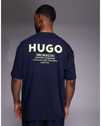 HUGO - Camiseta Con Logo Estampado En La Espalda De Algodón De - Lyst