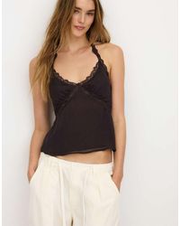 Stradivarius - Halter Neck Top With Lace Trim - Lyst