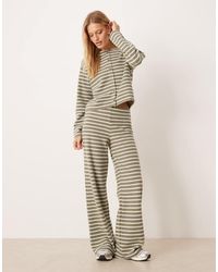 ASOS - Brushed Stripe Wide Leg Co Ord Trousers - Lyst