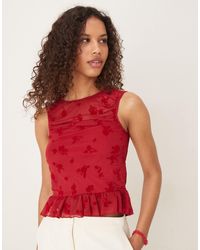 ASOS - – gerafftes oberteil aus beflocktem netzstoff - Lyst