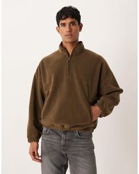 ASOS - Relaxed Drop Shoulder Quarter Zip Sweatshirt - Lyst