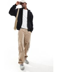 Only & Sons - Felpa Oversize Nera Con Cappuccio E Zip - Lyst