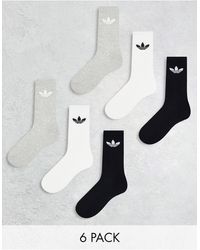 adidas Originals - Confezione da 6 paia di calzini con trifoglio neri/grigi/bianchi - Lyst
