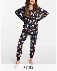 Chelsea Peers Pijama largo con diseño navideño - Negro