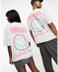 ASOS - T-shirt oversize unisexe avec motif et imprimé nirvana sous licence - clair - Lyst