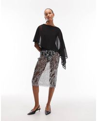 ASOS - Sheer Sequin Mesh Knee Length Midi Skirt - Lyst