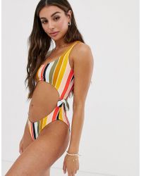 Billabong High On Sun Swimsuit In Stripe - Orange