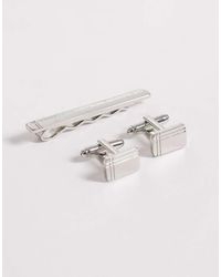 ASOS - Engraved Pattern Tie Bar And Cufflink Pack - Lyst