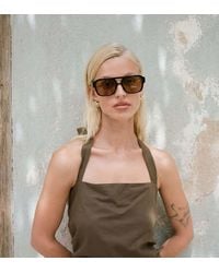 Kaiia - Exclusive Linen Blend Halterneck Ruched Side Detail Mini Dress - Lyst