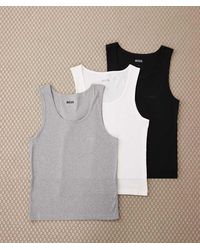 BOSS - 3 Pack Ribbed Logo Vests - Lyst