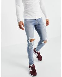 New Look Skinny Jeans With Rips - Blue