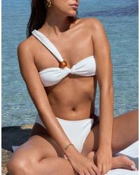 4th & Reckless - X Luana Barron Crinkle One Shoulder Bead Detail Bikini Top - Lyst