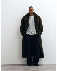 ASOS - Faux Fur Oversized Long Wool Overcoat - Lyst