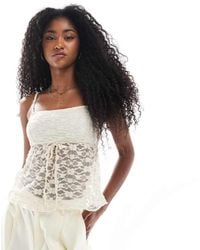 Miss Selfridge - Tiered Ruffle Lace Cami Top - Lyst