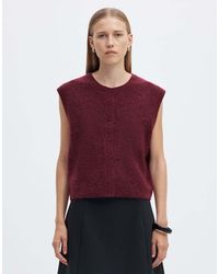 SELECTED - Lulu Chaleco De Punto Acanalado Con Cuello Redondo Y Tejido Elástico En Rojo - Lyst