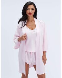 Boux Avenue - Daisy Satin Short Robe Self Tie Waist Belt Dressing Gown - Lyst