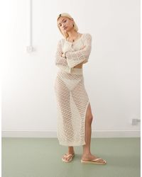 Noisy May - Jupe longue d'ensemble au crochet à détail noué - beige - Lyst