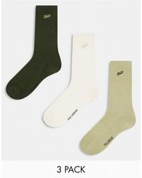 Pull&Bear - 3 Pack Socks Khaki, White And Black - Lyst