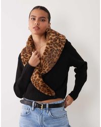 ASOS - Shawl Wrap Cardigan With Leopard Fur Collar - Lyst