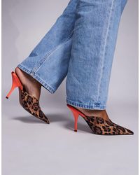 ASOS - – pluto – mules mit leopardenmuster und hohem absatz - Lyst