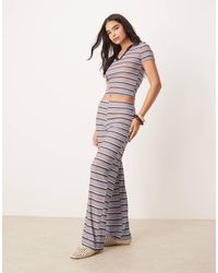 ASOS - Pantaloni Con Fondo Ampio Blu E Marroni A Righe - Lyst
