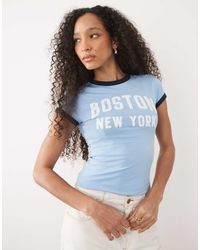 ASOS - Short Sleeve Contrast Binding T-shirt With Boston Graphic - Lyst