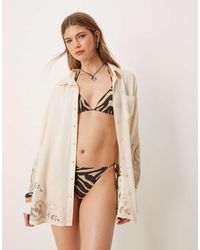 ASOS - Blake Broderie Linen Blend Oversized Beach Cover Up Shirt - Lyst
