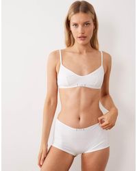 ASOS - Nora Rib Scoop Crop With Woven Tab Detail - Lyst