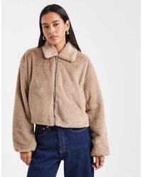 ONLY - Zip Through Faux Fur Jacket - Lyst