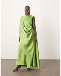 ARRANGE - Maxi-Jurk Van Satijn Met Blote Schouders En Drapering - Lyst